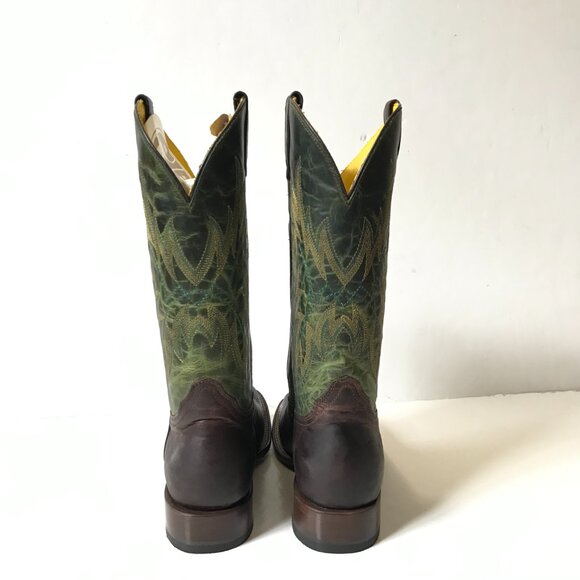 NEW Planet Cowboy Dig It Boots Mens 10.5 EE Brown Green Leather Square Toe NWOB - Picture 9 of 15